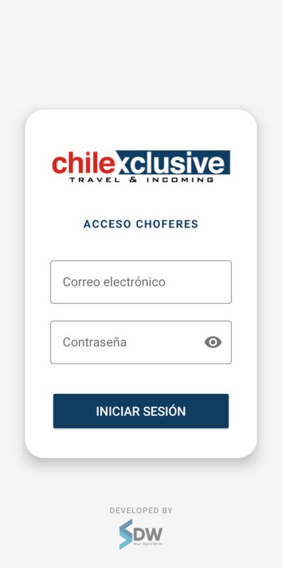 Pantalla de acceso de choferes