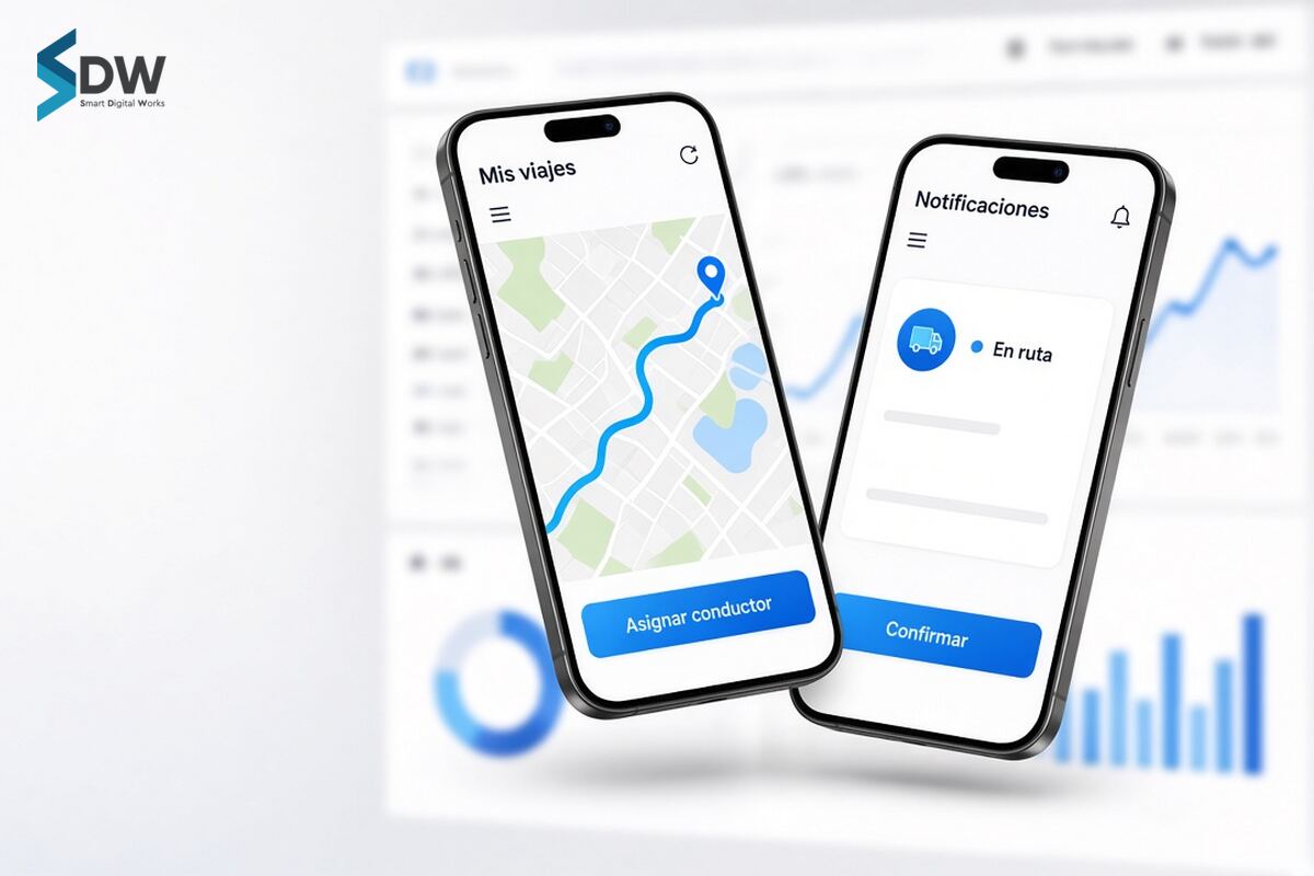 Aplicación móvil con ruta en mapa, asignación de conductor y notificaciones